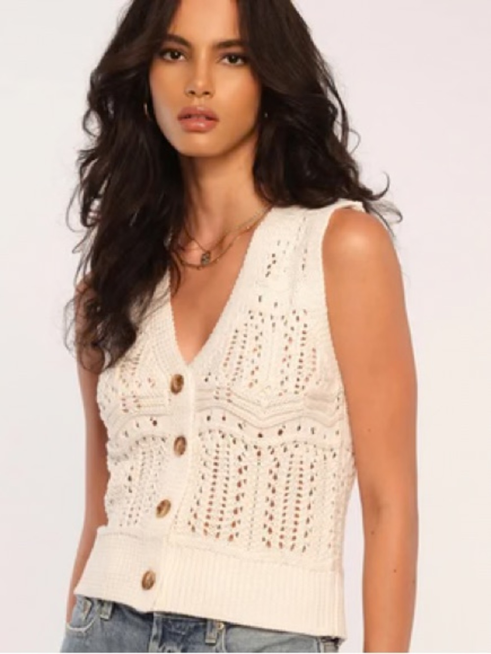 NWT Heartloom cream knit button up vest